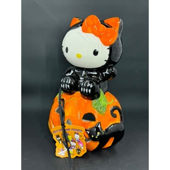 Hello Kitty T-Light Holder Black Cat, Orange Pumpkin, Cat Costume - Picture 1 of 8